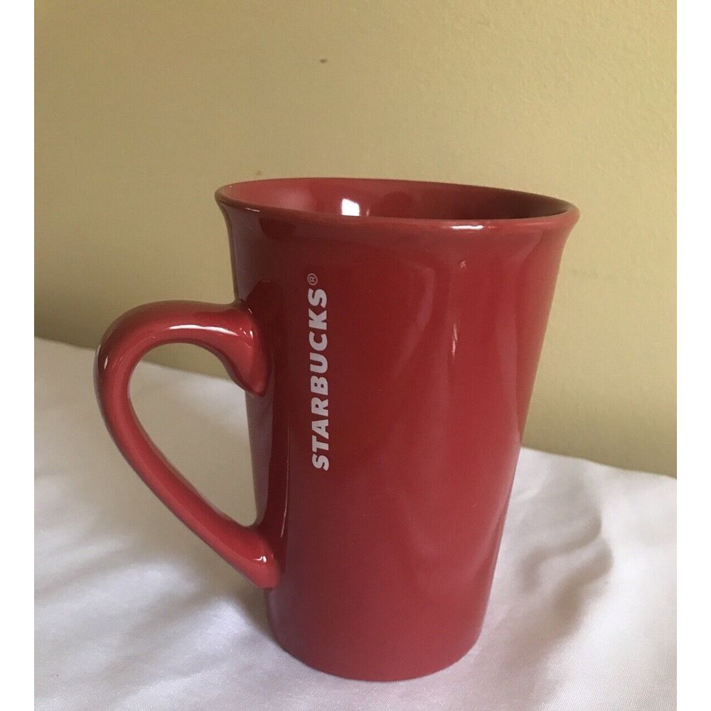 Starbucks Mug Cup Coffee Tea 5 inch Red 11oz - White‎ Sideways Logo Excellent